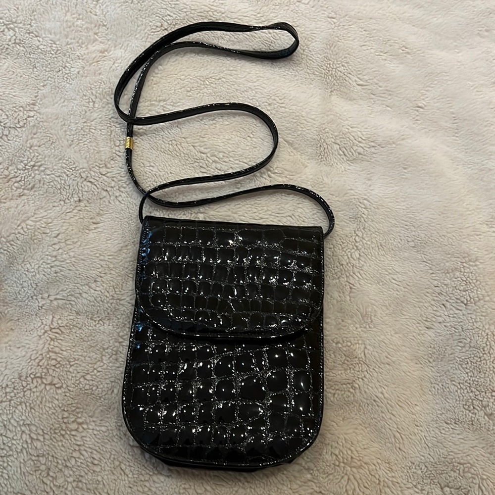 Browns vintage black crossbody patent vegan purse